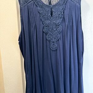 Daniel Rainn Navy Lace Detail Blouse
